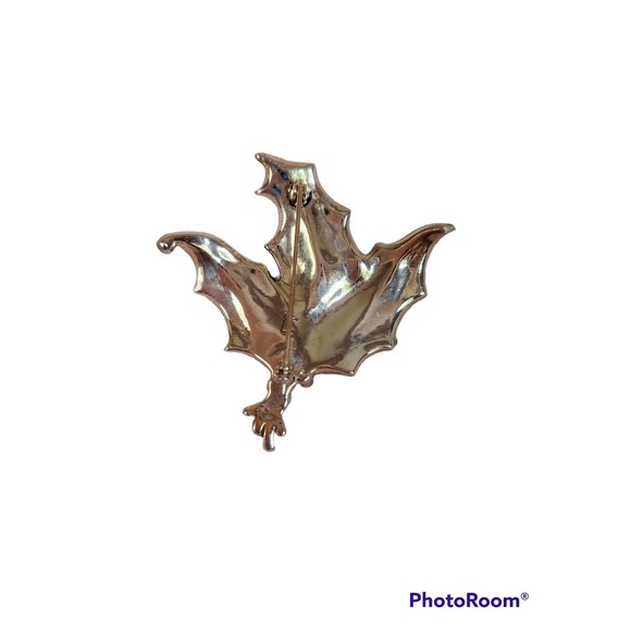 Christmas Holly Leaf & RED Berries Rhinestone Sign LC Large Pin BLING Beautiful - Picture 5 of 5